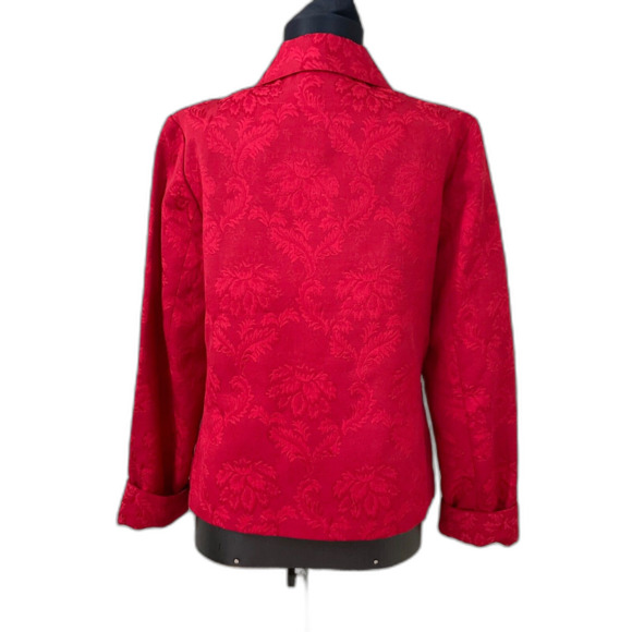 Talbots Red Blazer Jacket Double Breasted Jacquard Lined Women's Size M Career - Picture 4 of 13